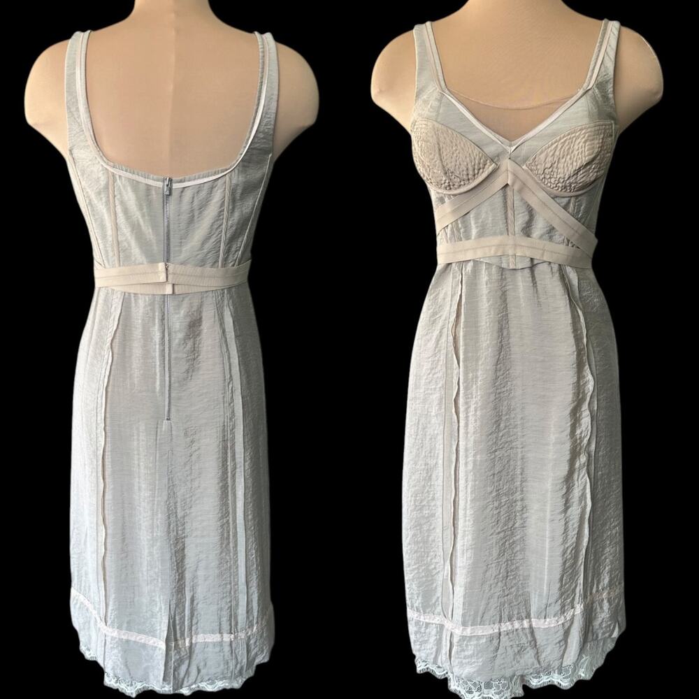 NWOT BCBGMAXAZRIA Runway Dress Limited Edition Cotton Voile Corset Style Nude 6